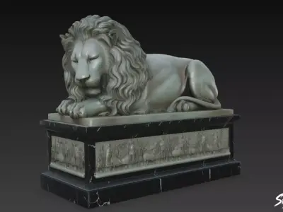 Lion Statue V15 Low-poly 3D model