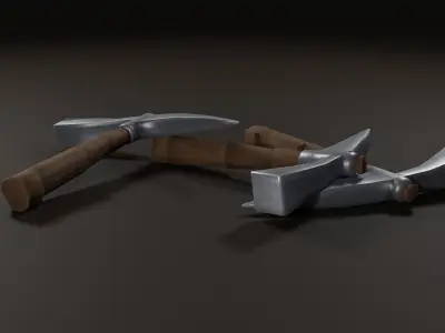 Pickaxe - low-poly hand-painted 3D model Low-poly 3D model