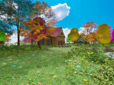 Whimsical Village Landscape 3D model