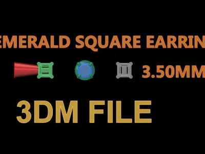 SQUARE EMERALD CUT 4 PRONG SOLITAIRE EARRING 3MM50 3D print model