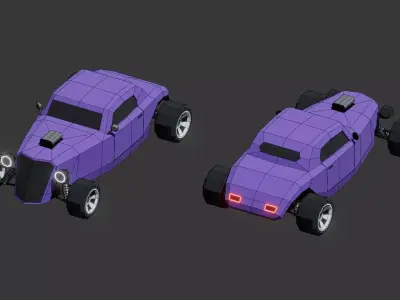 Hot Rod Car Low-poly 3D model
