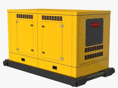 Yellow Industrial Gas Generator 3D model