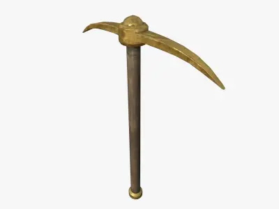 Golden Pickaxe Low-poly 3D model