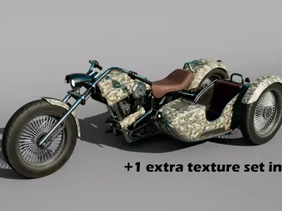 Motorcycle with sidecar 3D model