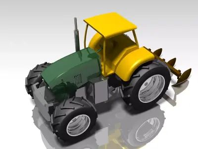 Agricultural tractor with mold board plough 3D model