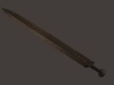 sword flachion fantasy steel bronze gold weapons melee 3D model