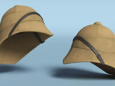Old 1879 British Campaign Helmet Beige Diagonal Strap 3D model