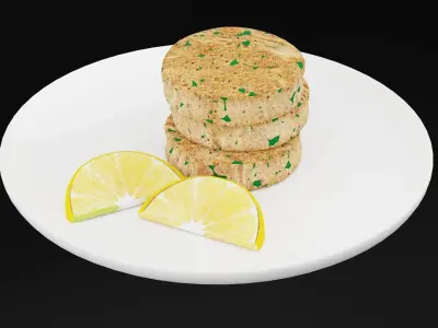 Crab Cakes Plate Low-poly 3D model