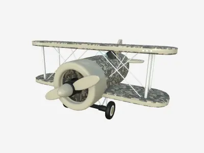 Airplane Cartoon A12 Digital Camouflage - Classic Aircraft Low-poly 3D model