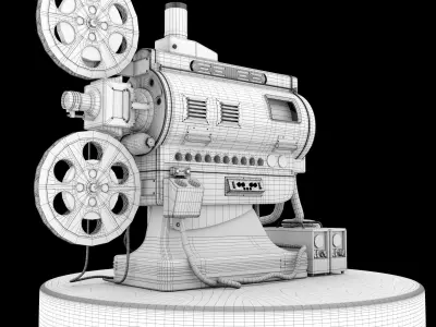 Old Film Reel Projector Gaming Asset Low-poly 3D model