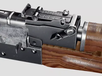 Ak-47 with Extension Models Low-poly 3D model