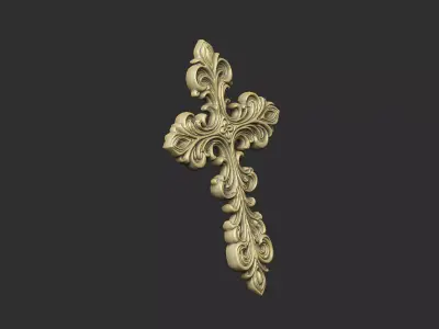 pattern cross Jesus church pray ornate wall floral symbol  3D print model