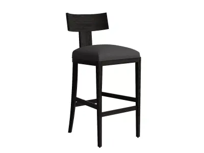 Black Wood And Fabric Stool 3D model