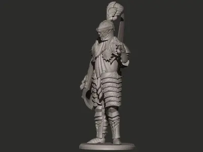 Knight in armor holding sword 3D print model