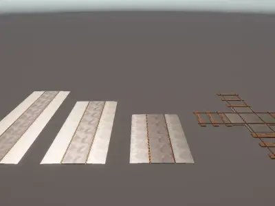 Train Track Kit Low-poly 3D model