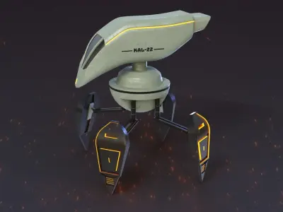 Kal-22  A Game Ready 4-armed Robot Low-poly 3D model