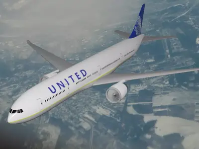 Low Poly United Airlines Boeing 777 Free 3D model
