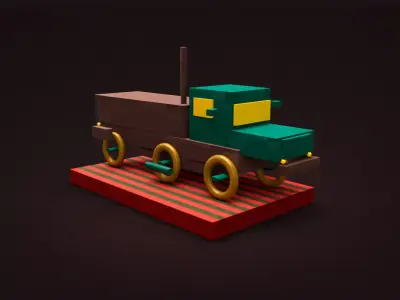 Low-Poly Big Truck Game-Ready Vehicle Asset Low-poly 3D model