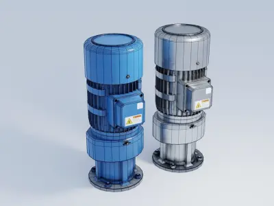 Industrial Motor 4K and 2K Low-poly 3D model
