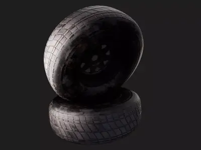 old dirty wheel with tyre and rim 3d model 3D model