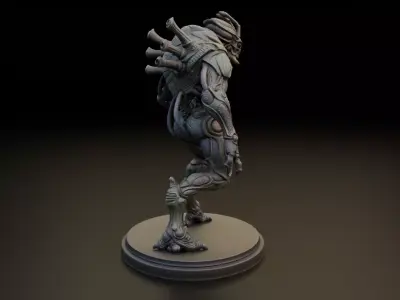 Insectoid Alien Statue - Sci-Fi Creature Warrior 3D print model