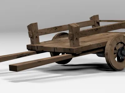 3D Cart wooden wagon Low-poly 3D model