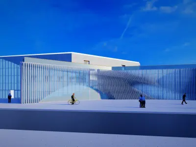 Building with parametric facade Low-poly 3D model