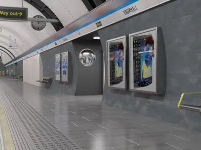 London Tube Underground Platform Scene 3D model