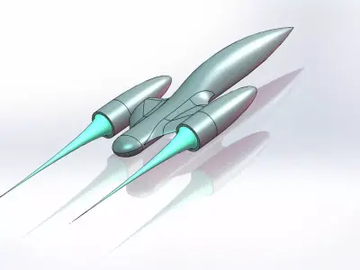 Starship silver spaceship flying in air 3D model