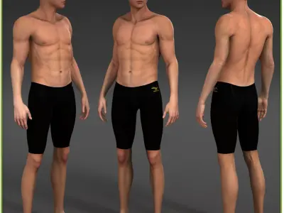 White Male Swimmer CG 3D model