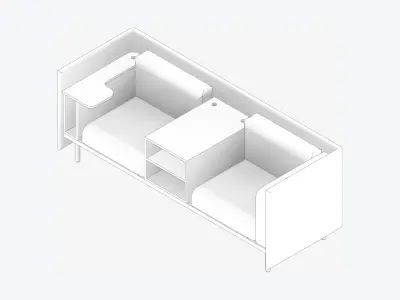 Sofa - Contemporary - Flame - Medium - Central Shelf Work Shelf Low-poly 3D model