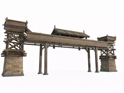 East Asian Ancient Architecture Gate 3D model