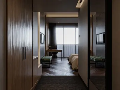 Hotel Bedroom Industrial  Low-poly 3D model