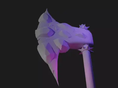 Axe with Crystals Low-poly 3D model
