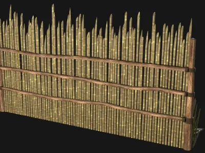 JUNGLE SWAMP PALISADE TRAP WALLS BARRIER BARRICADE COLLECTION Low-poly 3D model