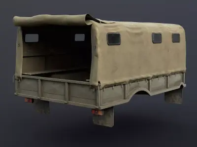 GAZ-66 Military Cargo Bed Game Ready Low-poly 3D model