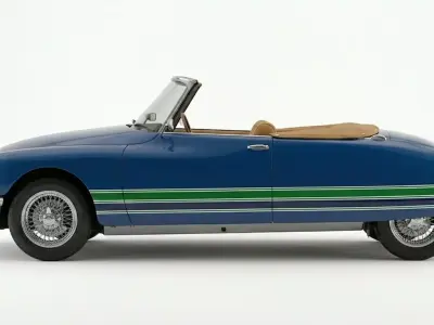 Classic Blue Convertible French Luxury Sedan 3D model