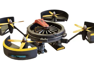 Cyberpunk style Drone with 8K UDIM Low-poly 3D model