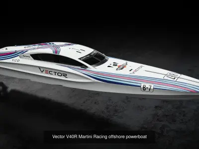 Vector V40R  offshore powerboat with 3 racing liveries 3D Model Pack purchase