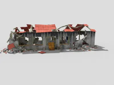 destroyed building 2 Low-poly 3D model