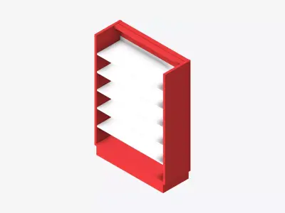Shelving - Library - Integral - Convertible - Single Sided Low-poly 3D model