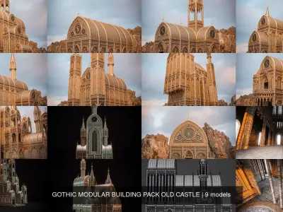 GOTHIC MODULAR BUILDING PACK OLD CASTLE 3D Model Collection