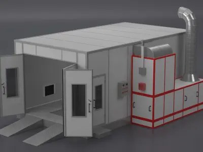 Car Painting Room White Color 3D model