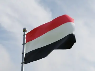 Animated Yemen Flags  3D model