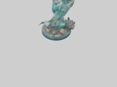 Fantasy Mermaid statue model Low-poly 3D model