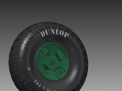 Spitfire - four spoke wheel - tire with pattern and loaded 3D print model