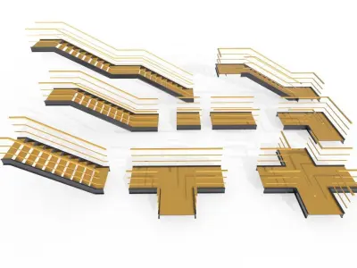 Modular Industrial Stairs Pack 1 Low-poly 3D model