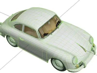 1955 Porsche 356 Low Poly Classic Sports Car Low-poly 3D model