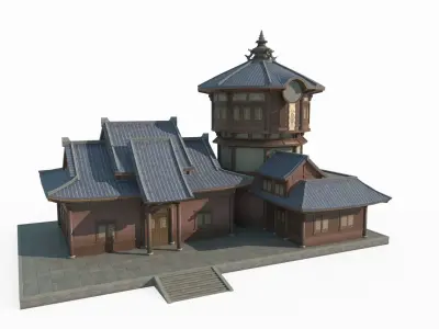 East Asian Ancient Architecture Antique Shop 3D model