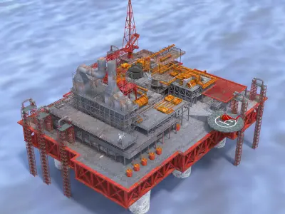Offshore drilling platform-oil drilling 3D model purchase